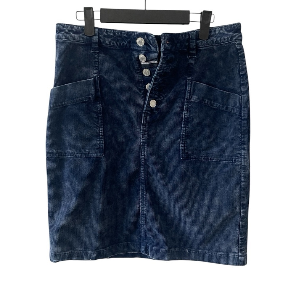 Pilcro Skirt Size 4 Blue Corduroy Button Front Fall Mini Casual Chic - Picture 3 of 7
